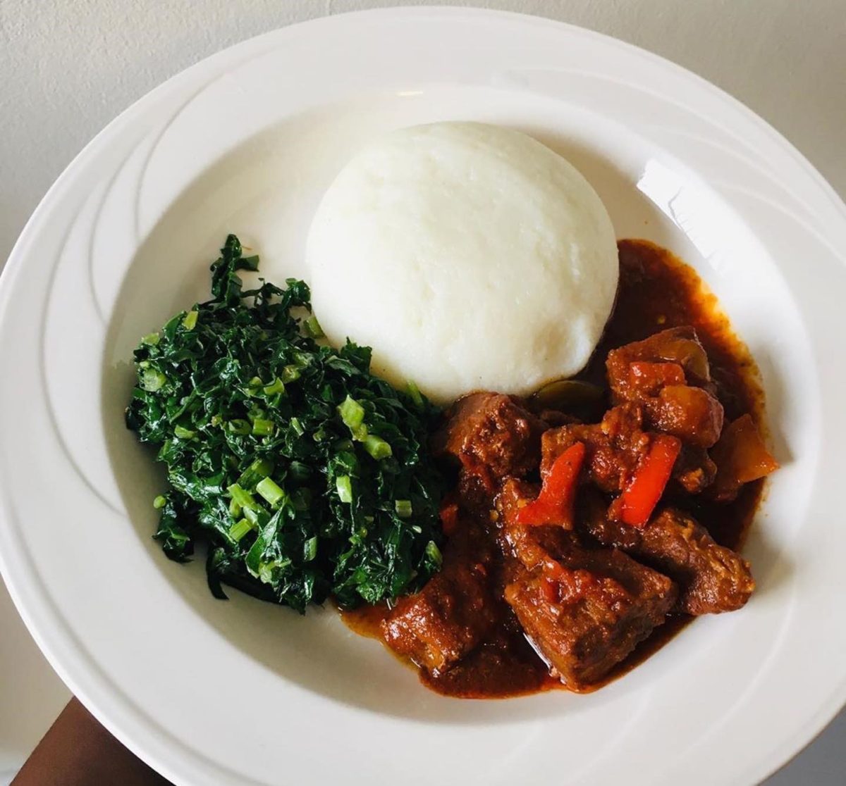 Sadza nyama and greens
